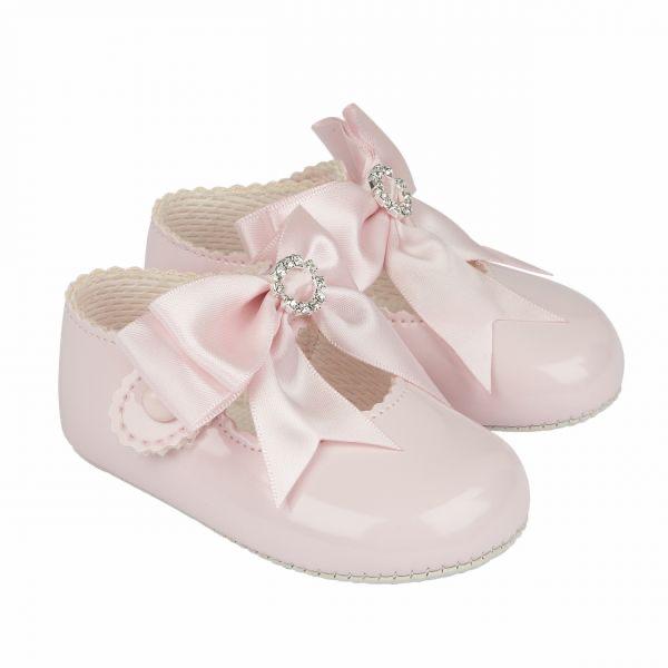 Pink Diamanté Bow Button Shoe