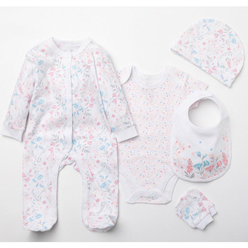 Gift Set for Baby Girl - Floral 6 Piece Newborn / Baby Shower Gift Set