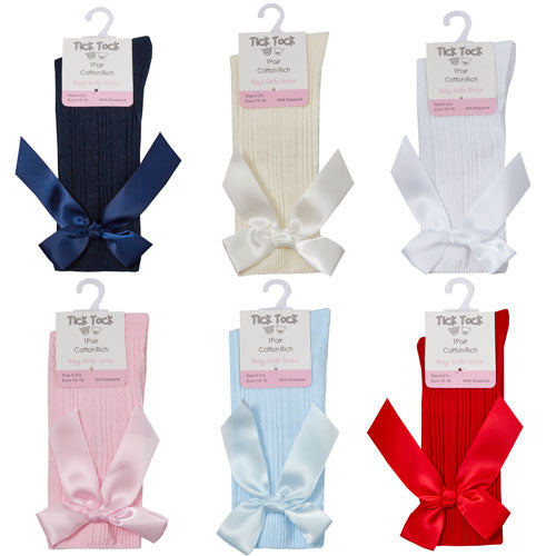 Baby/Toddler Bow Cable Knee High Socks