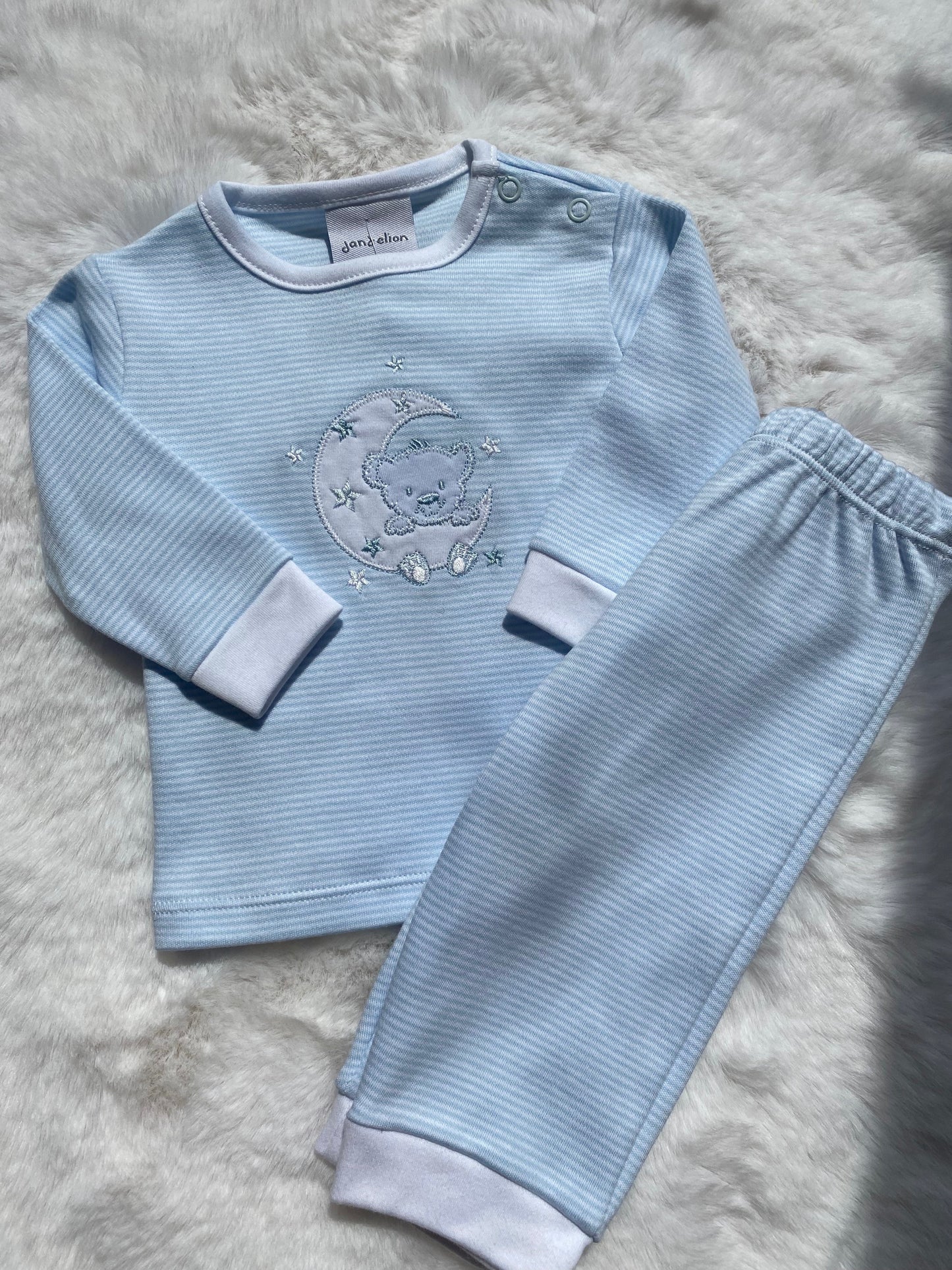 Blue Teddy Bear Striped Pyjamas