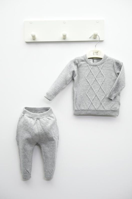Baby boy jumper and trouser set Grey 100% Cotton Co-ord Top & Trousers
