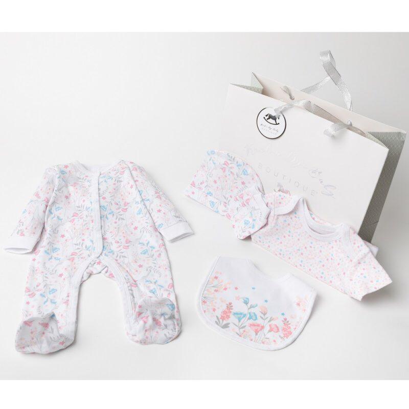 Gift Set for Baby Girl - Floral 6 Piece Newborn / Baby Shower Gift Set