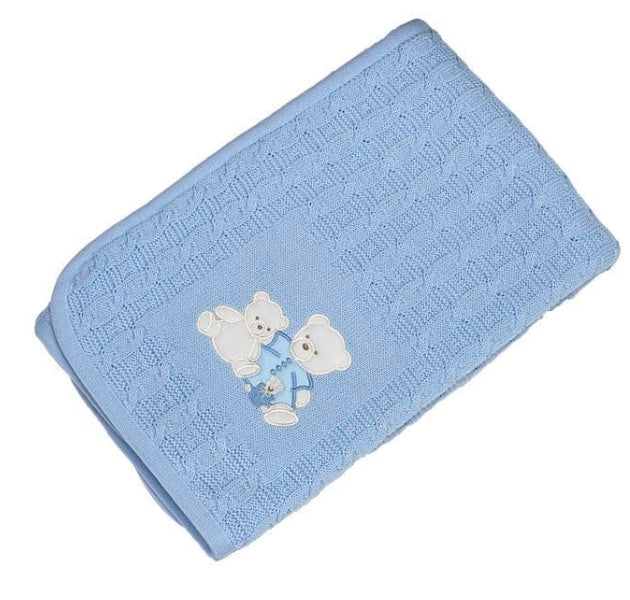 Blue Three Bears Baby Blanket