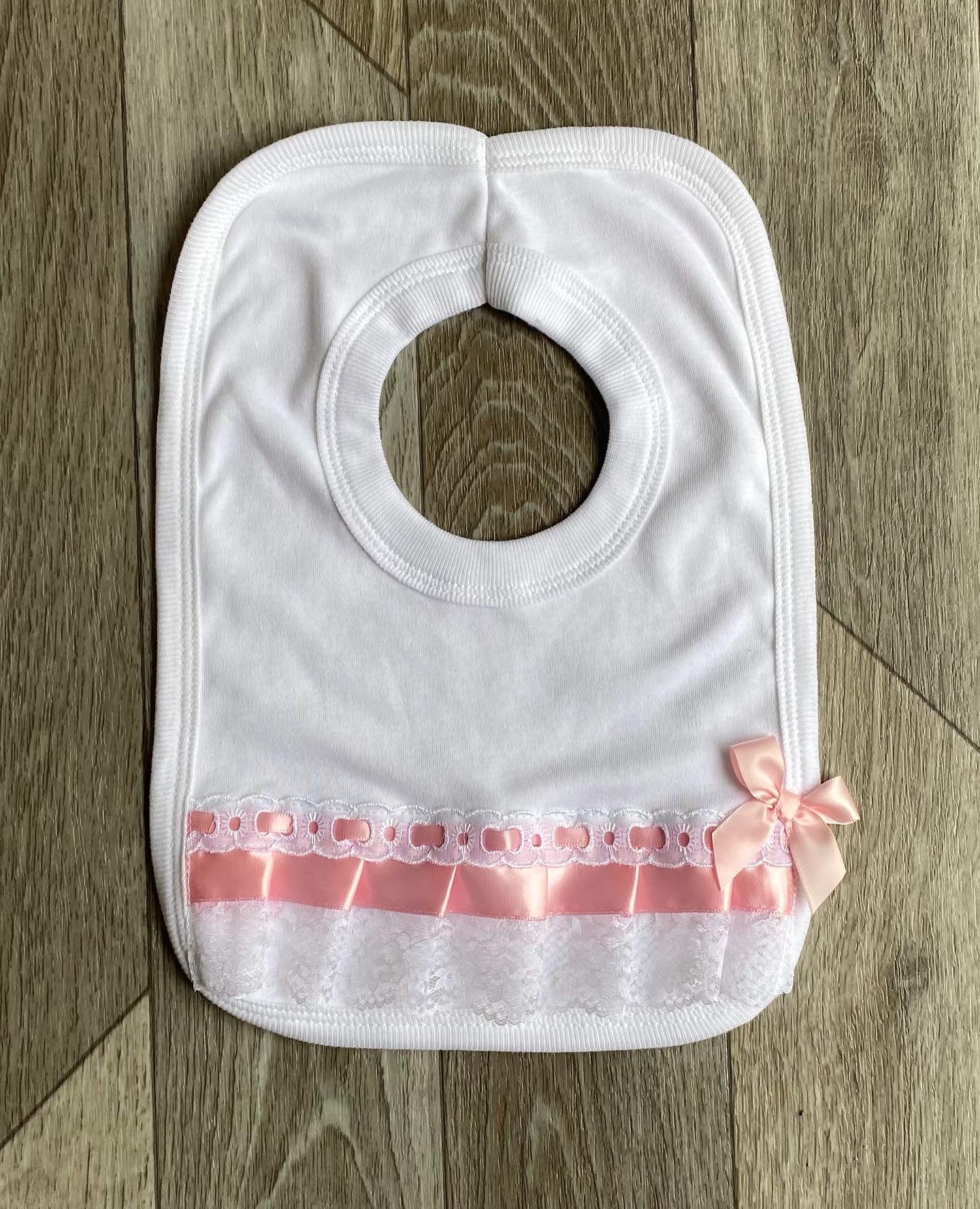 Baby Girls Pink Bib Ribbon Detail