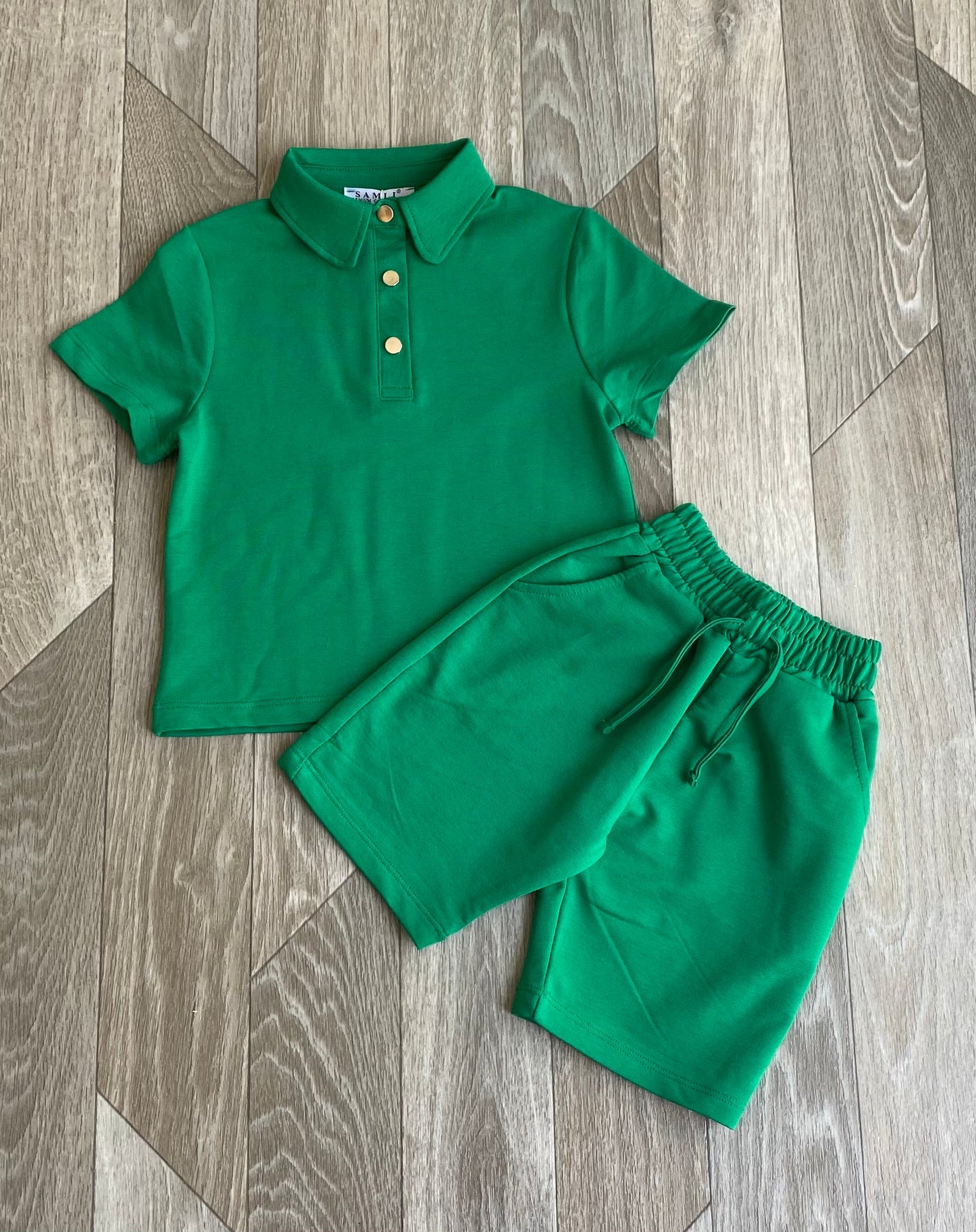 Green Two-Piece Shorts Set