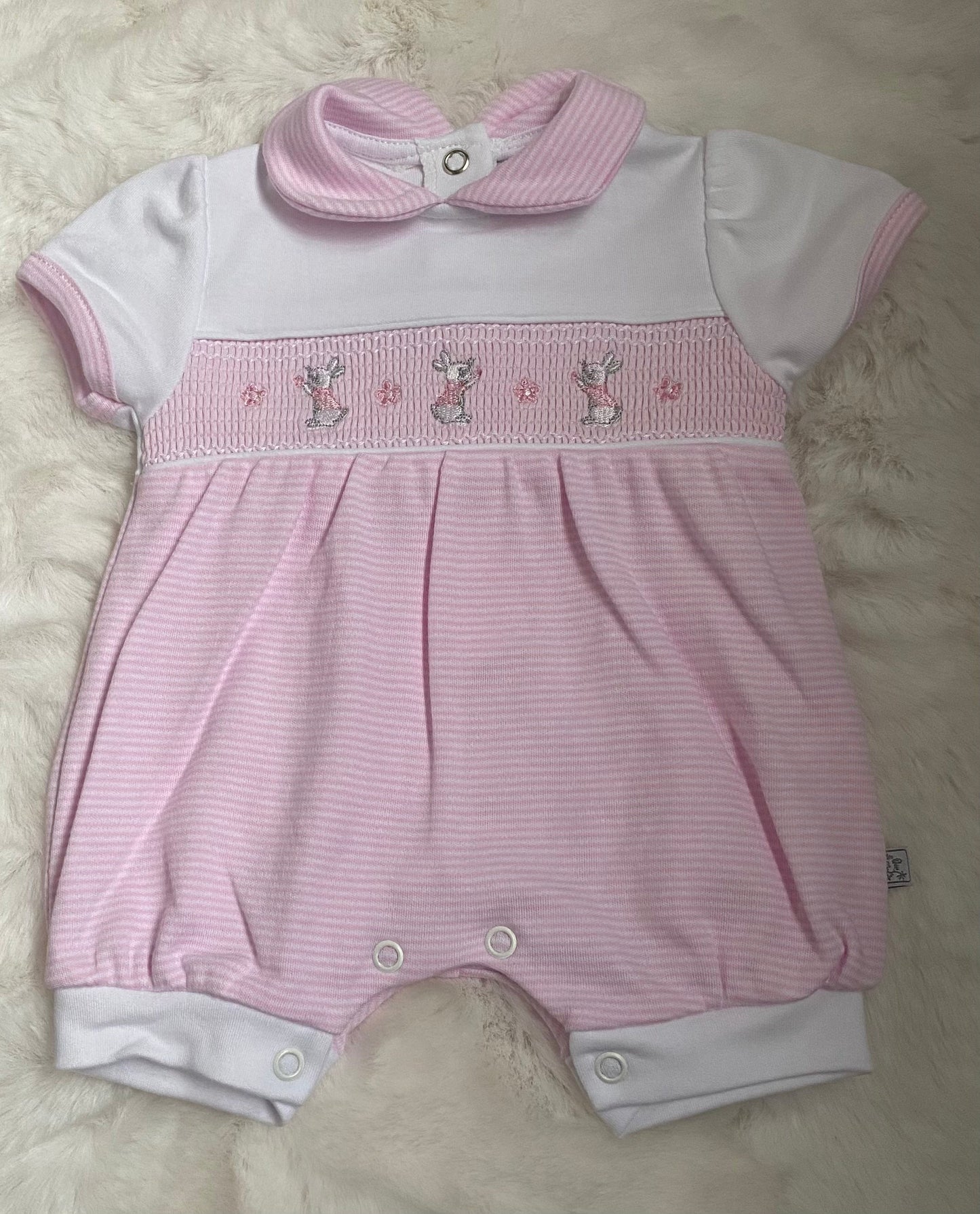 Pink Rabbit Smocked Romper