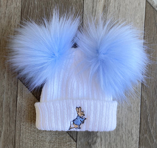 Baby Boys Peter Rabbit Embroidered Pom Pom Hat