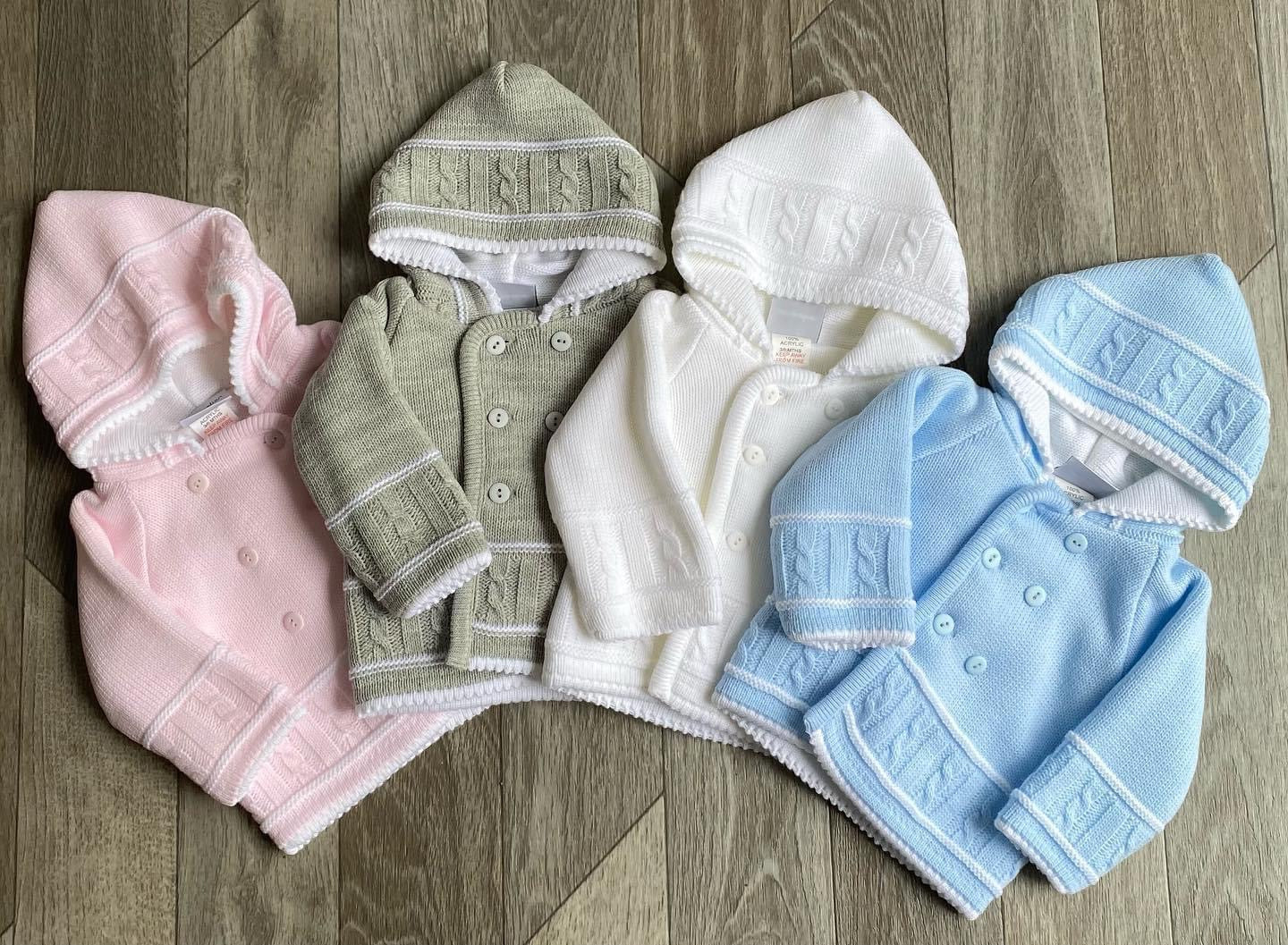 Blue/White Knitted Baby Cardigan