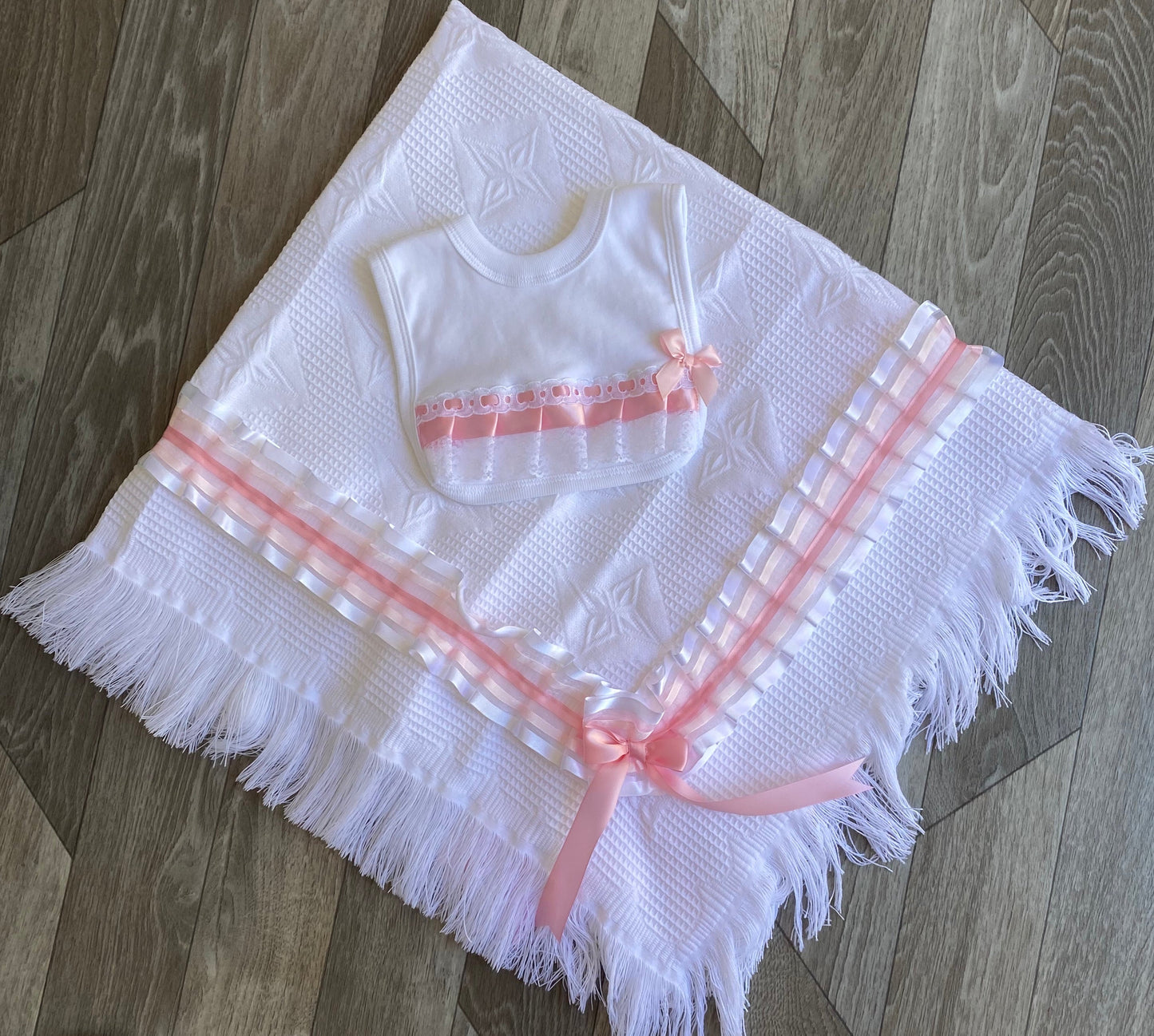 Baby Girls Pink Bib Ribbon Detail