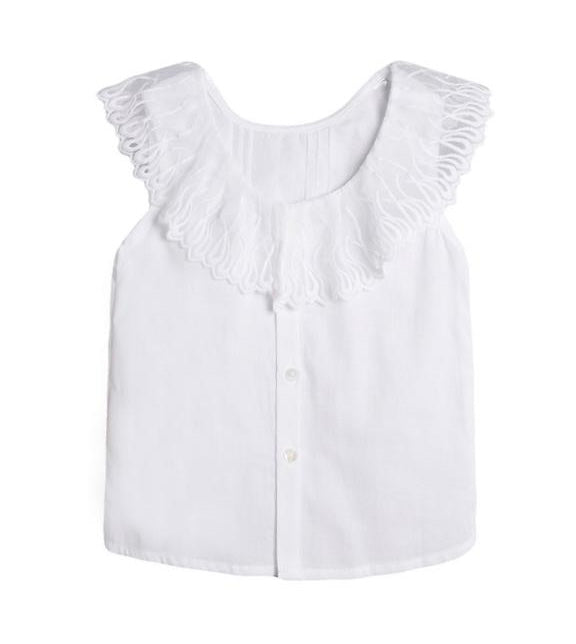 Blouse With Lace Neck And Tie Bow