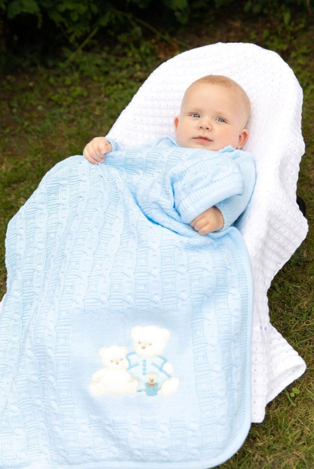 Blue Three Bears Baby Blanket