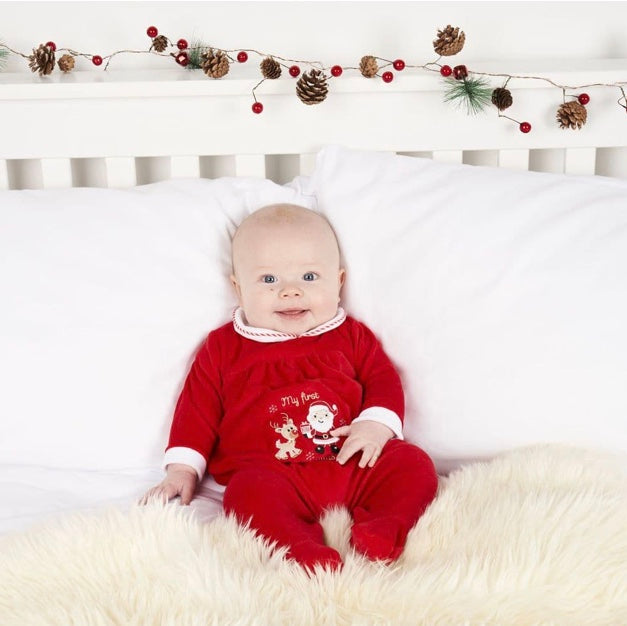 My First Christmas Velour Sleepsuit