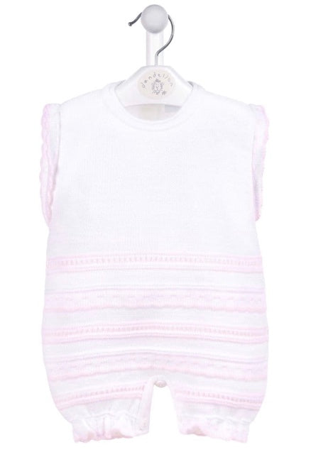 Pink/White Pointelle Knitted Romper