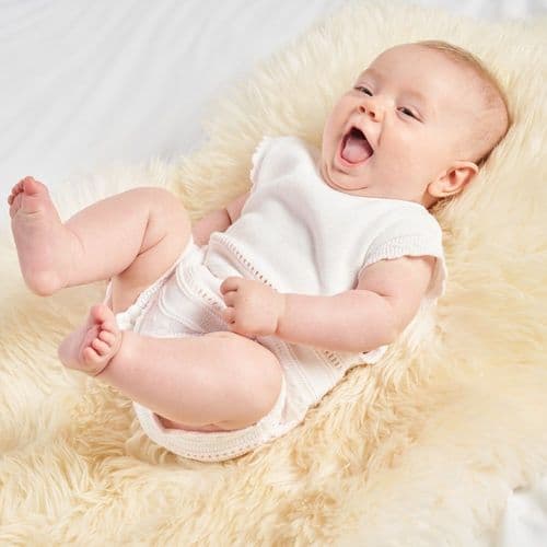 Blue/White Knitted Pointelle Romper