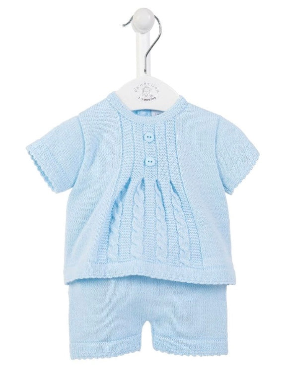 Blue Knitted Top & Shorts