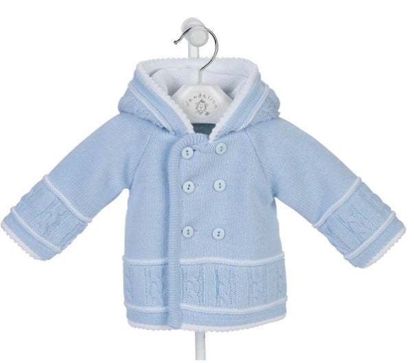 Blue/White Knitted Baby Cardigan