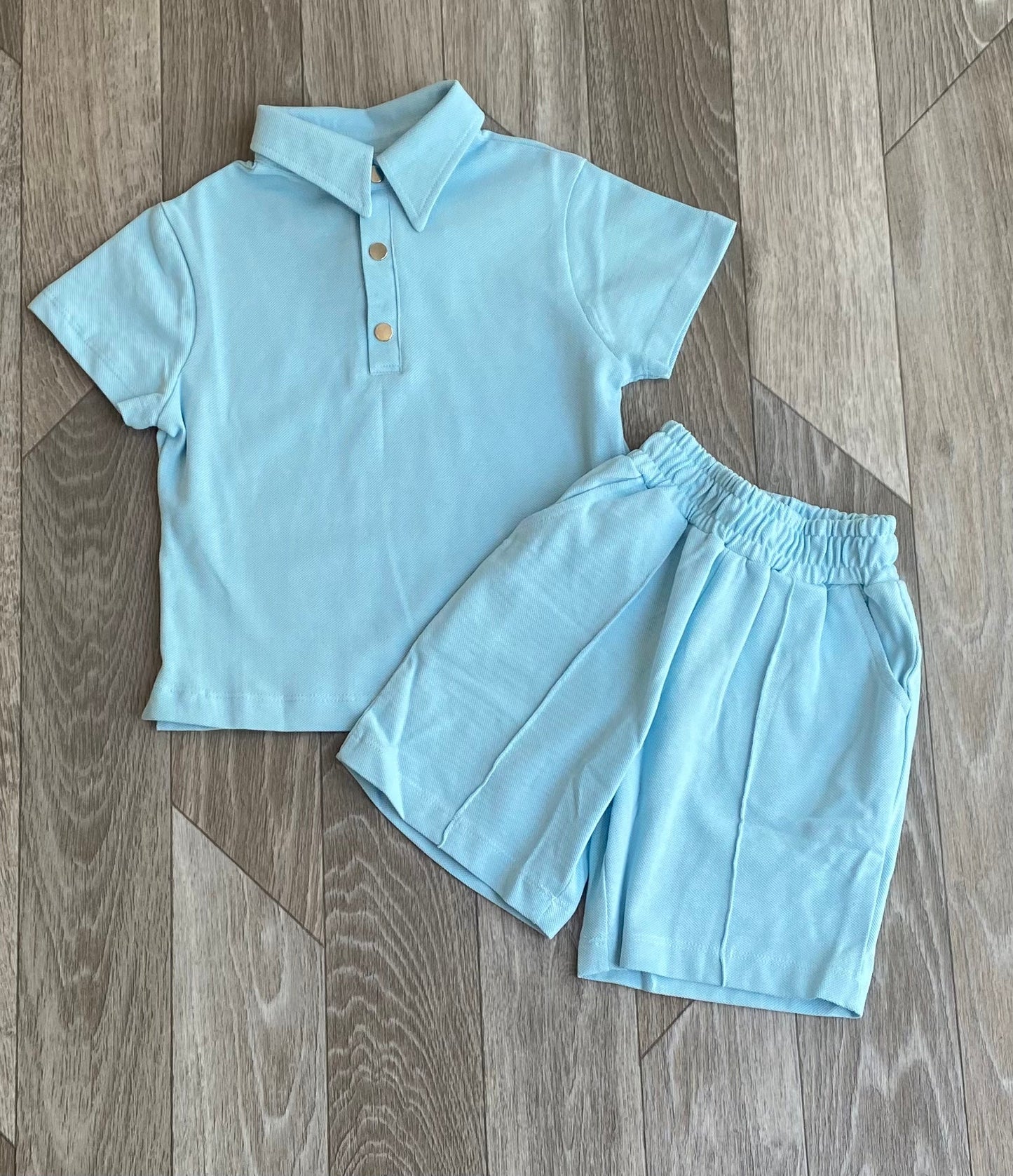 Boys Blue Two-Piece Shorts Set