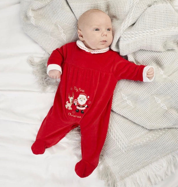 My First Christmas Velour Sleepsuit