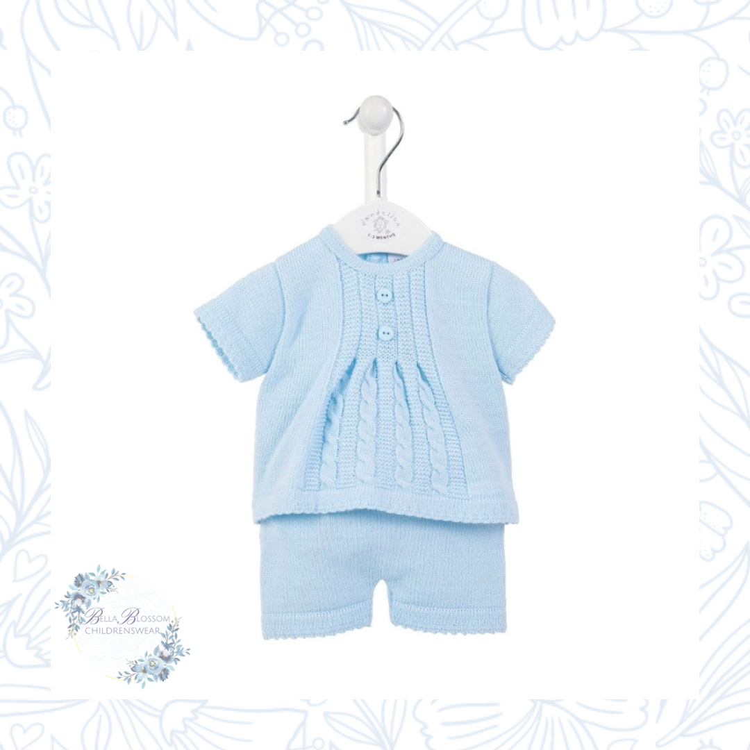 Blue Knitted Top & Shorts