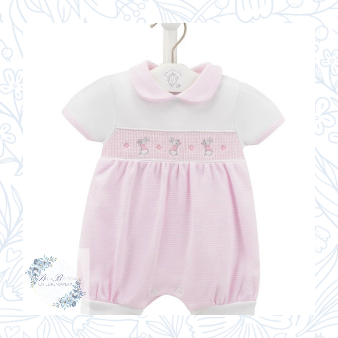 Pink Rabbit Smocked Romper