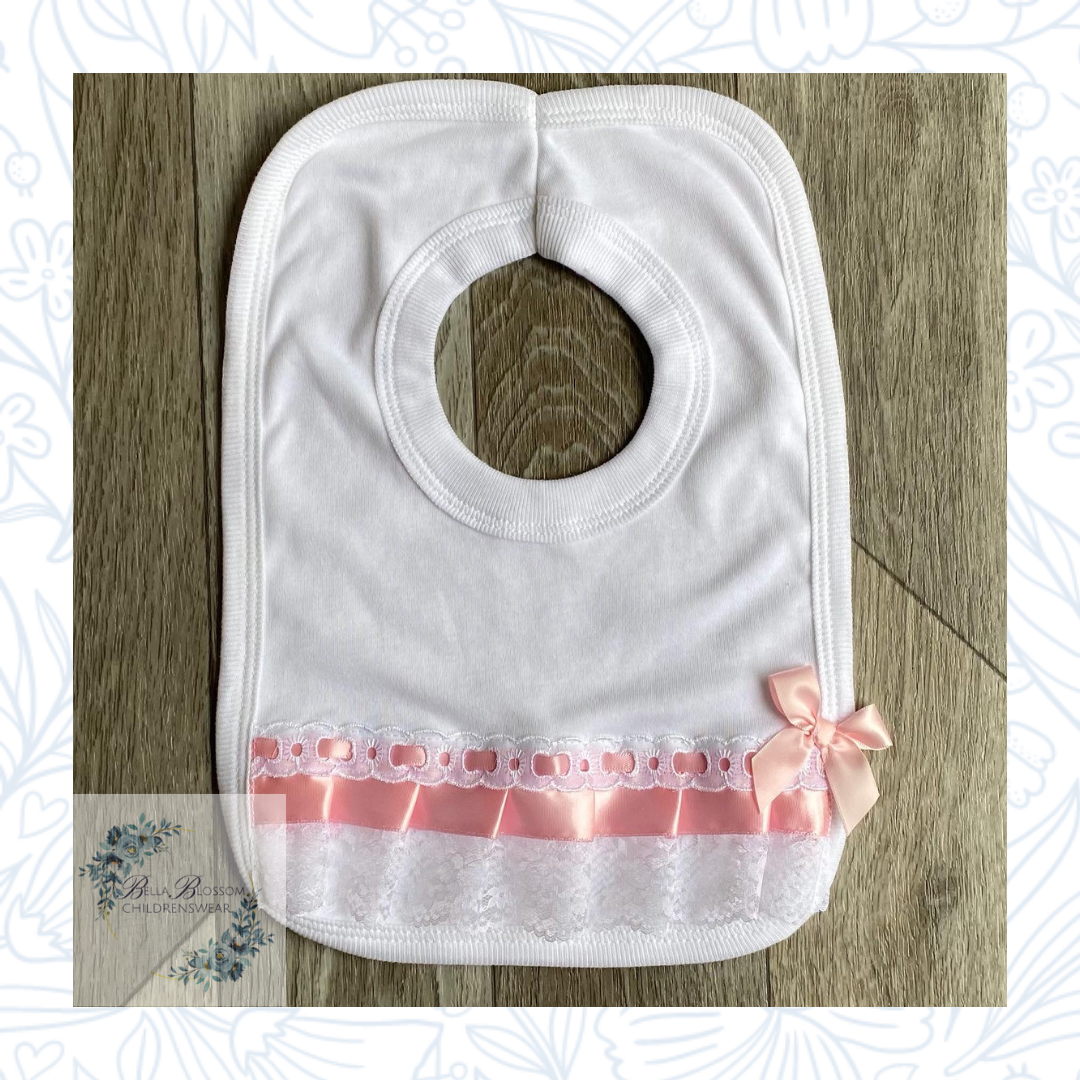 Baby Girls Pink Bib Ribbon Detail