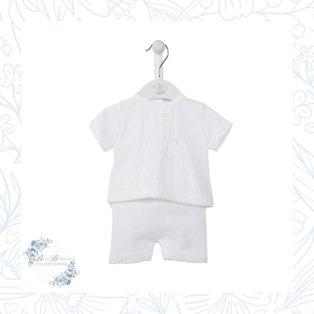 White Knitted Top & Shorts
